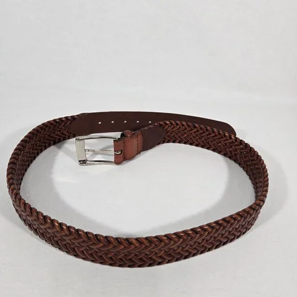 VINTAGE Hipster Western Genuine BROWN Leather Bonded Lacing BELT Men's Size 34. - Picture 6 of 17